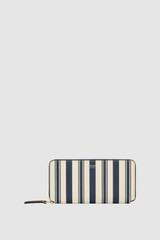 Front product shot of the Oroton Eve Stripe Medium Zip Wallet in Stripe/Cognac and PVC material for Women .