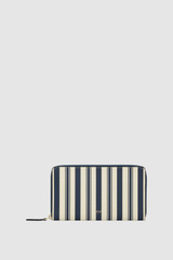 Front product shot of the Oroton Eve Stripe Travel Wallet in Stripe/Cognac and PVC material for Women .