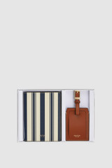 Front product shot of the Oroton Jessie Stripe Passport & Luggage Tag Gift Set in Stripe/Cognac and  for Women .