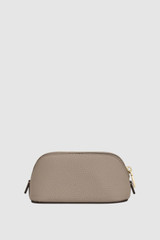Back product shot of the Oroton Eve Mini Beauty Case in Oyster and Premium pebble leather for Women .