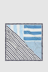 Front product shot of the Oroton Stripe Square Scarf in Stripe/Cognac and 65% cotton and 35% silk blend fabric for Women .
