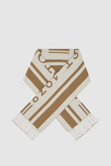 Front product shot of the Oroton Heather Light Weight Wool Scarf in Warm Cream and 50% acrylic and 50% wool blend fabric for Women .