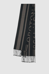 Front product shot of the Oroton Heather Light Weight Wool Scarf in Black/Charcoal and 50% acrylic and 50% wool blend fabric for Women .