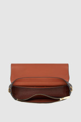 Internal product shot of the Oroton Polly Smooth Flap Over Crossbody in Espresso and Premium smooth leather for Women .