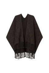 Front product shot of the Oroton Harvey Signature Reversible Poncho in Umber/Burnt Umber and 50% acrylic and 50% wool blend fabric for Women .