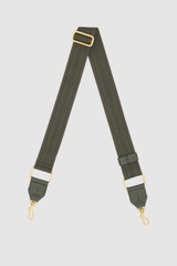 Front product shot of the Oroton Heather Long Light Gold Webbing Strap in Cactus and 100% polyester material for Women .