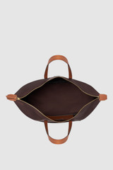 Internal product shot of the Oroton Lilly Nylon Weekender Tote in Burnt Umber/Cognac and Nylon fabric material for Women .