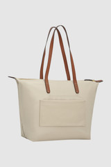 Back product shot of the Oroton Lilly Nylon Light Weight Tote Bag in Ecru/Cognac and Nylon fabric material for Women .