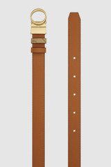 Front product shot of the Oroton Harvey Signature Reversible Belt in Stone/Tan and Printed coated canvas material for Women .