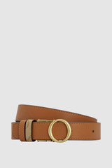 Front product shot of the Oroton Harvey Signature Reversible Belt in Stone/Tan and Printed coated canvas material for Women .