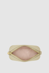 Internal product shot of the  Eve Soft Mini Beauty Case in Putty and Premium lamb leather for Women .