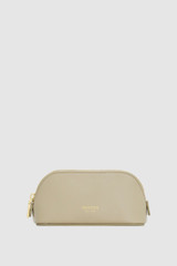 Front product shot of the Oroton Eve Soft Mini Beauty Case in Putty and Premium lamb leather for Women .