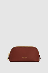 Front product shot of the Oroton Eve Soft Mini Beauty Case in Barn Red and Premium lamb leather for Women .