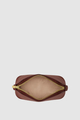 Internal product shot of the Oroton Eve Soft Mini Beauty Case in Barn Red and Premium lamb leather for Women .