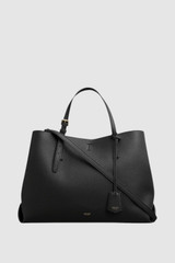 Front product shot of the Oroton Margot Large Day Bag in Black and Premium pebble leather for Women .