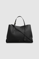 Front product shot of the Oroton Margot Large Day Bag in Black and Pebble Leather for Women .