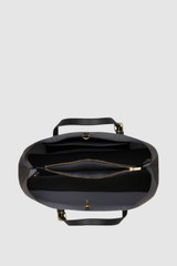 Internal product shot of the Oroton Margot Large Day Bag in Black and Premium pebble leather for Women .