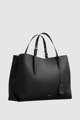 Detail product shot of the Oroton Margot Large Day Bag in Black and Premium pebble leather for Women .