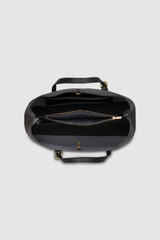 Internal product shot of the Oroton Margot Large Day Bag in Black and Pebble Leather for Women .
