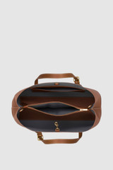 Internal product shot of the Oroton Margot Large Day Bag in Whiskey and Pebble leather for Women .