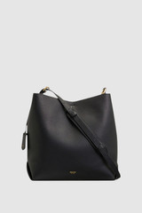 Front product shot of the Oroton Margot Hobo in Black and Pebble Leather for Women .