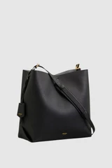 Detail product shot of the Oroton Margot Hobo in Black and Premium pebble leather for Women .