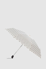 Front product shot of the Oroton Parker Small Umbrella in Cream/Black and Printed pongee fabric for Women .
