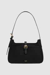 Front product shot of the Oroton Dylan Baguette in Black and Pebble Leather for Women .