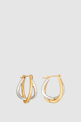 Front product shot of the Oroton Nora Mini Hoops in Gold/Silver and Brass Base With Rhodium Plating for Women .