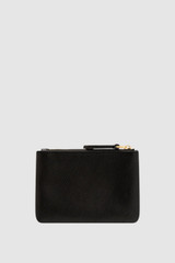 Front product shot of the Oroton Eve Small Pouch in Black and Pebble leather for Women .
