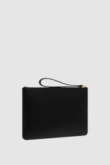 Back product shot of the Oroton Eve Small Pouch in Black and Pebble leather for Women .