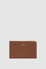 Front product shot of the Oroton Margot 4 Credit Card Mini Zip Pouch in Whiskey and Pebble leather for Women .
