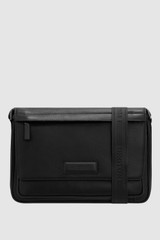 Front product shot of the Oroton Ethan Pebble 13" Satchel in Black and Pebble Leather for Men .