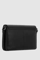 Back product shot of the Oroton Ethan Pebble 13" Satchel in Black and Pebble Leather for Men .