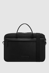 Front product shot of the Oroton Ethan Pebble 15" Griptop in Black and Premium pebble leather for Men .