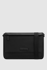 Front product shot of the Oroton Ethan Pebble 15" Satchel in Black and Pebble Leather for Men .