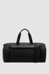 Front product shot of the Oroton Ethan Pebble Weekender in Black and Pebble Leather for Men .