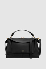 Front product shot of the Oroton Mica Bowler in Black and Premium pebble grain leather for Women .