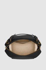 Internal product shot of the Oroton Mica Bowler in Black and Premium pebble grain leather for Women .