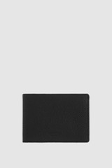 Front product shot of the Oroton Porter Pebble Mini Wallet in Black and Pebble Leather for Men .