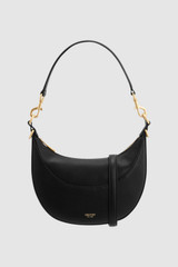 Front product shot of the Oroton Florence Small Shoulder Bag in Black and Premium smooth leather for Women .