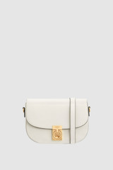 Front product shot of the Oroton Yvonne Small Saddle Bag in Cream and Pebble Leather for Women .