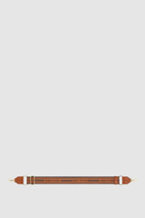 Front product shot of the Oroton Heather Long Light Gold Webbing Strap in Navy/Cognac and 100% Jacquard webbing material for Women .