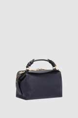 Back product shot of the Oroton Mica Mini Bowler in North Sea and Premium pebble leather for Women .