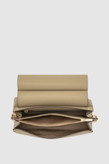 Internal product shot of the Oroton Elm Small Satchel in Mushroom and Smooth Pebble Leather for Women .