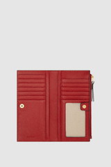 Internal product shot of the Oroton Eve Slim Zip Wallet in Dark Ruby and Premium pebble leather for Women .