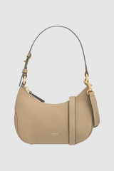 Front product shot of the Oroton Zoey Small Hobo in Mushroom and Pebble leather for Women .