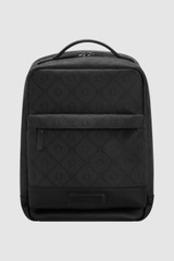 Front product shot of the Oroton Ethan Signature 15" Backpack in Black Signature and Premium pebble leather for Men .