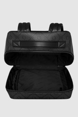 Internal product shot of the Oroton Ethan Signature 15" Backpack in Black Signature and Premium pebble leather for Men .