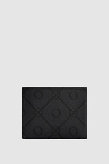 Back product shot of the Oroton Ethan Signature 8 Credit Card Wallet with Removable Credit Card Sleeve in Black Signature and PVC-coated canvas material for Men .